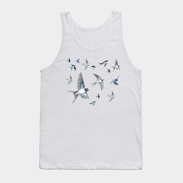 A flock of swallows Tank Top by Julia Doria Illustration